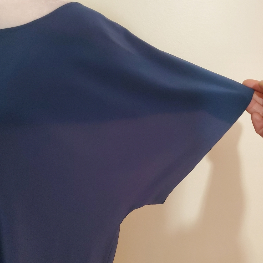 Soft Surroundings Go Lively blue dolman short sleeve draped front tunic top S - Picture 6 of 12